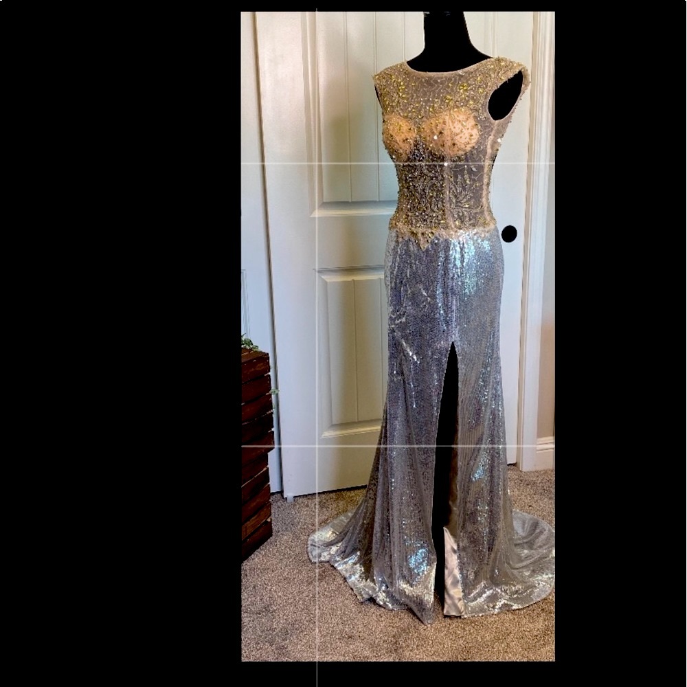 Sexy See Through Elegant Beaded Dress
